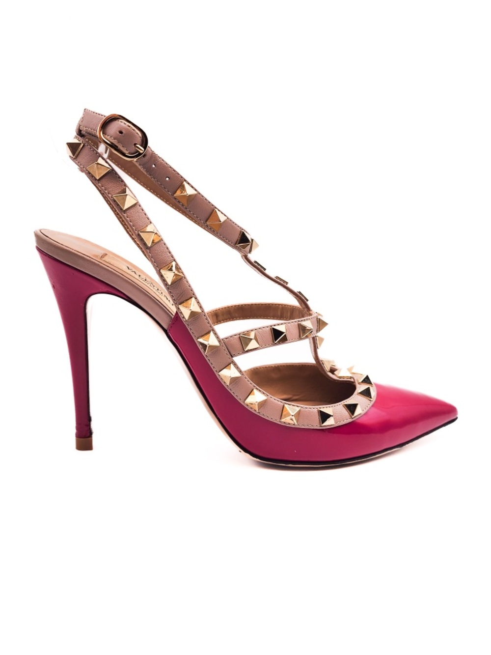 Valentino Garavani Rockstud Slingback Pink Patent Leather Pumps EU 37.5